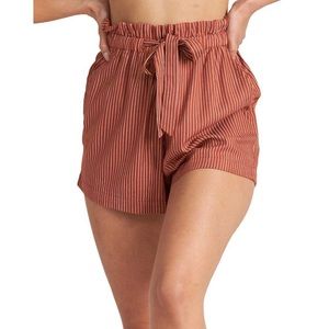 Billabong Women’s Rust Cream Stripe Shorts w/ High Rise Elastic Waist Size Small